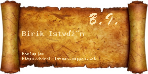 Birik István névjegykártya